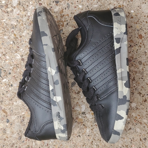 K-Swiss Black Camo Sneakers Youth 1 Wide Laces Classic - Picture 1 of 8
